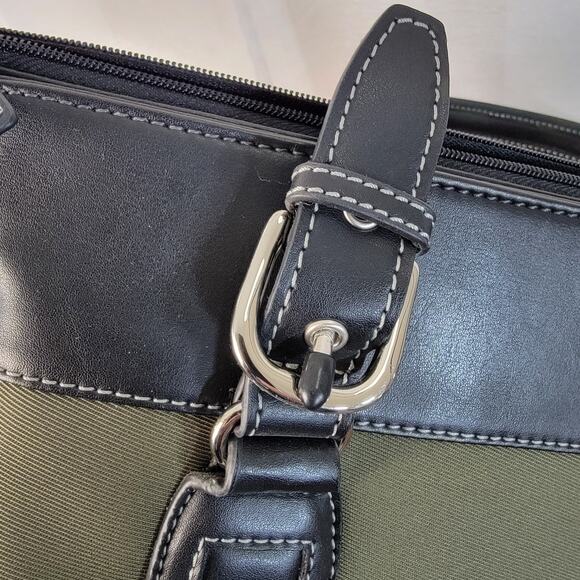 Franklin Covey Laptop Work Business Briefcase Tote Bag Purse Olive Black Nylon - Picture 6 of 12